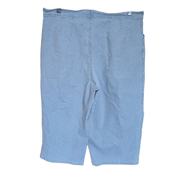 Blue Checkered Cotton Shorts Gingham Comfort Elastic Waist Plus Size cottagecore - Picture 2 of 7